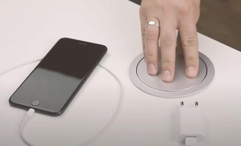 Indux Push zatapialny srebrny gniazdko kuchenne w blacie roboczym z 4 gniazdkami 1208957413