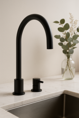 Waterevolution Flow 2-otworowa bateria kuchenna matowa czarna T151PR