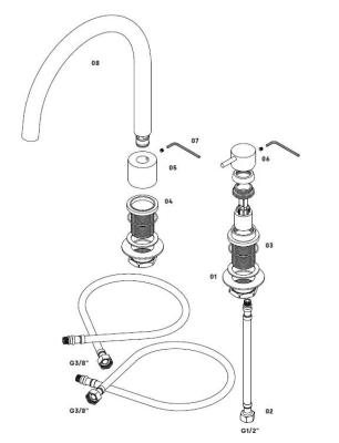 Waterevolution Flow 2-otworowa bateria kuchenna mosiężna T151LE