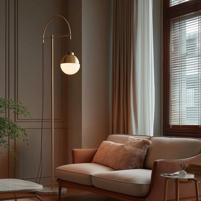 Decoreer Abies mosiężna złota lampa podłogowa z czarną marmurową podstawą 7573