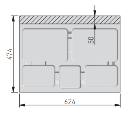 Garbi Basket B-70-4 sorteerafvalsysteem voor lade 70 cm incl. houder en 4 afvalbakken 1208957476