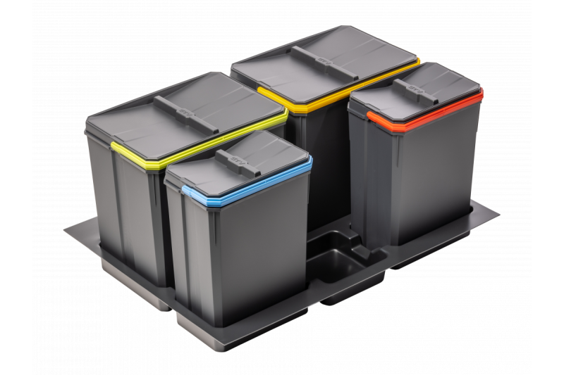 Garbi Basket B-70-4 sorteerafvalsysteem voor lade 70 cm incl. houder en 4 afvalbakken 1208957476