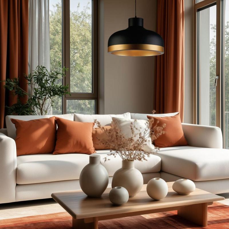 Dekor Goldi czarna złota nowoczesna lampa wisząca o średnicy 42 cm 4113