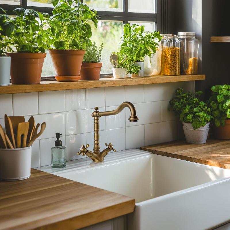 AquaTrimo Windsor klasyczna kuchnia nostalgiczna bateria kuchenna z wylewką kątową brąz 21WS7531BN