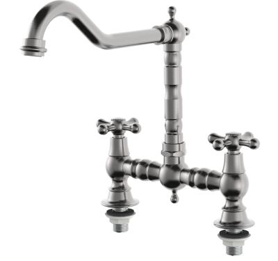 AquaTrimo Windsor 2-otworowa klasyczna kuchnia nostalgiczna bateria kuchenna mostkowa z kątową wylewką chrom 21WS7653CM