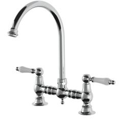 AquaTrimo Country 2-otworowa klasyczna bateria kuchenna w stylu retro, z okrągłą wylewką, chrom 21CT7655CM