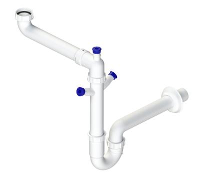 Ausmann Siphon przestrzeń oszczędzająca syfon do zlewozmywaka w kuchni z 2 złączami do zmywarki 1208957660