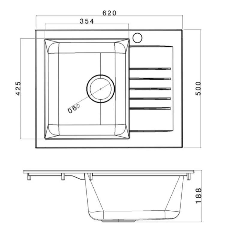 Ausmann Fibre Mini zlewozmywak czarny odwracalny z ociekaczem, montaż na wierzchu 62x50cm 1208957667