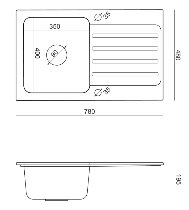 Quadri Fusion zlewozmywak nablatowy ze stali nierdzewnej z ociekaczem z czarnego granitu 78x48 odwracalny 1208957875
