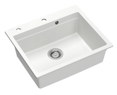 Quadri Durham biały granitowy zlewozmywak 595x500 z dozownikiem do mydła, deską do krojenia, matą do rolowania, wkładką do zlewu i matą do rolowania 1208957903