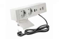 Indux Desk biurko lub mata stołowa biała z uziemionymi gniazdami (2x) z 1xUSB A, 1xUSB C, 1xRJ45 i 1xHDMI 1208957923