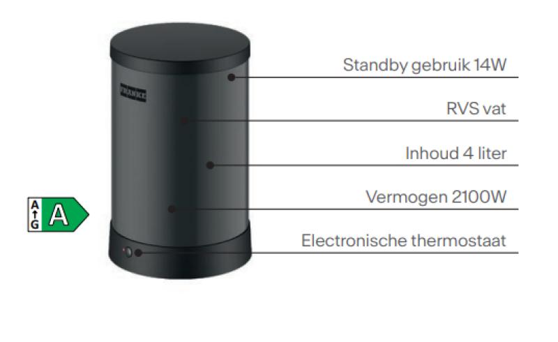 Franke Maris waterhub 4L-boiler 3-in-1 met Twist mechanische kokendwaterkraan chroom 160.0705.687