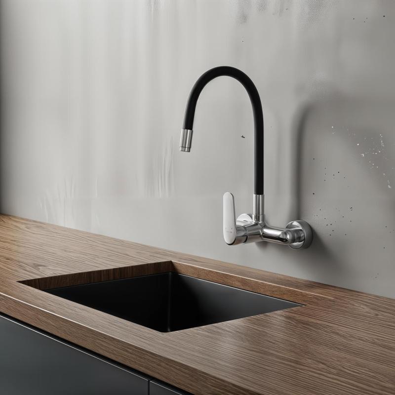 Aquatrimo Chopin kran ścienny chromowany z wysoką elastyczną wylewką 21CP8462CM