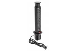 Przedłużacz do biurka 60 mm, 3 gniazda brytyjskie, 2 gniazda USB 2,1 A 5 V (czarny) WERSJA ANGIELSKA 1208958628