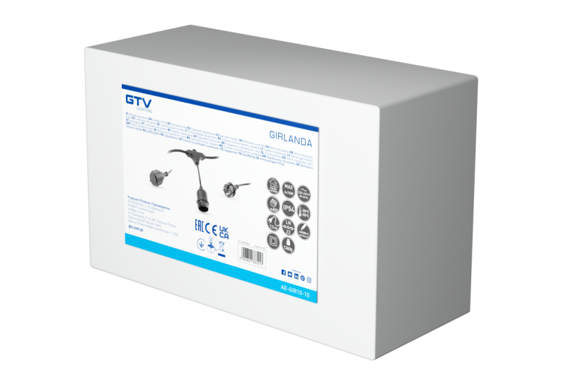 Sznur dekoracyjny do ogrodu 10m AC220-240V 50-60Hz 10xE27 2x0,75mm 1208958646