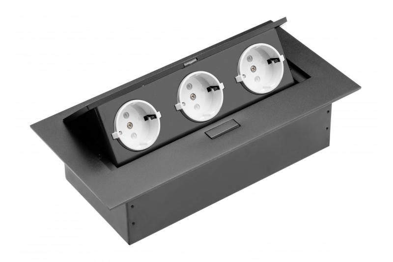 Przedłużacz do komputera stacjonarnego, 3x gniazdo schuko, bez kabla, czarny 1208958666