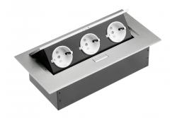 Przedłużacz na biurko 3x gniazdo schuko, bez kabla, aluminium 1208958667