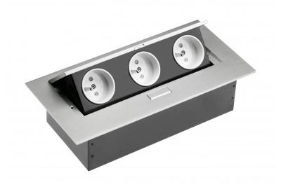 Przedłużacz do biurka 3x gniazdo z uziemieniem, bez kabla, aluminium 1208958668