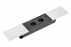 PRESTINO wpuszczany w blat przedłużacz kablowy, 2x francuskie gniazdo, USB A+C, RJ45, HDMI, kabel 1,5m, srebrny 1208958675