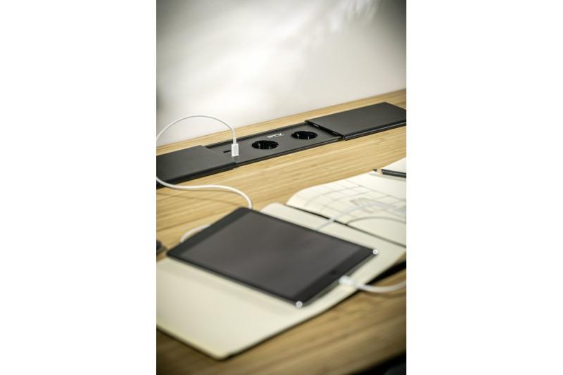 PRESTINO wpuszczany w blat przedłużacz kabla, 2x gniazdo schuko, USB A+C, RJ45, HDMI, kabel 1,5m, srebrny 1208958676