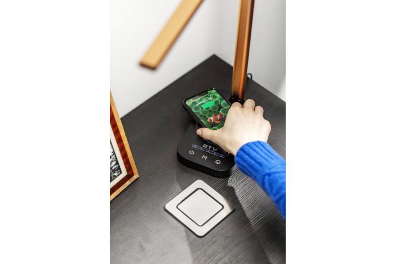 Lampa biurkowa Decor Bressi 8W 450lm AC220-240V 3-CCT Bezprzewodowe Ładowanie USB PF>0,5 RA>80 Czarna/Złota 1208962479