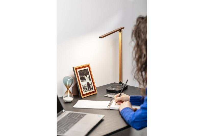 Lampa biurkowa Decor Bressi 8W 450lm AC220-240V 3-CCT Bezprzewodowe Ładowanie USB PF>0,5 RA>80 Czarna/Złota 1208962479
