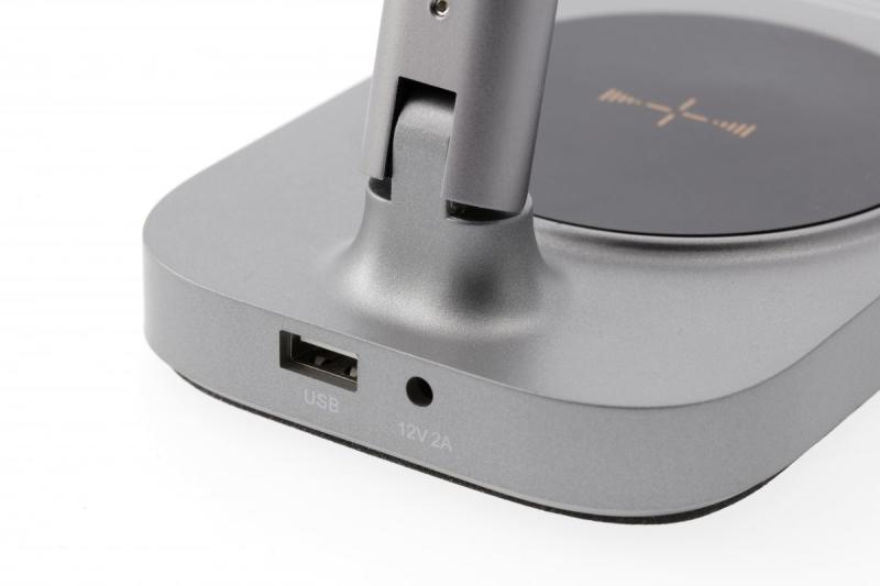 Lampa biurkowa Decor Bressi 8W 450lm AC220-240V 3-CCT Bezprzewodowe ładowanie USB PF>0,5 RA>80 Szary 1208962480