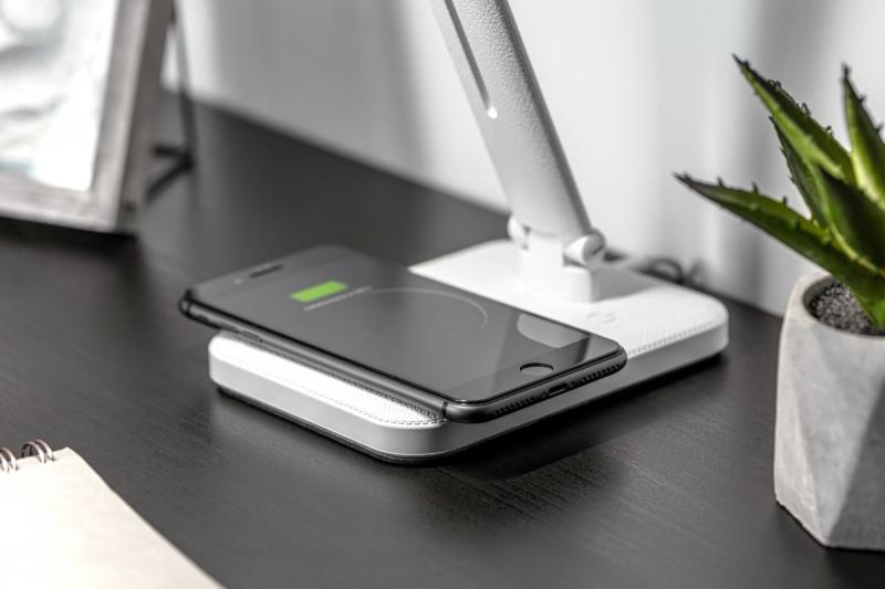 Decor IZUKA LED lampka biurkowa 6W 400lm AC220-240V 50/60Hz CCT ładowarka indukcyjna biała. 1208962496