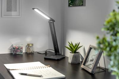 Decor IZUKA LED lampka biurkowa 6W 400lm AC220-240V 50/60Hz CCT ładowarka indukcyjna czarna. 1208962497