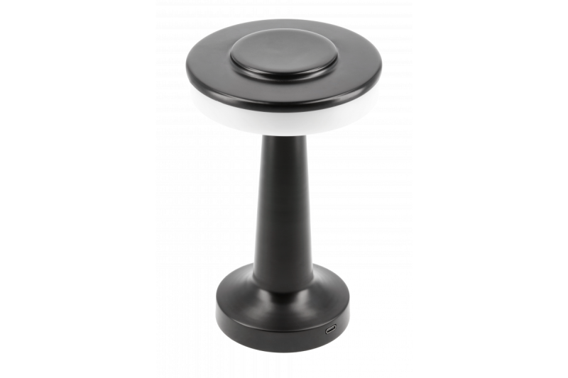 Dekoracyjna lampka biurkowa Monum 3W 200lm DC 5V 1A 3000 K 3 stopnie. Ściemniana z baterią 1800 mAh, czarna. 1208962504