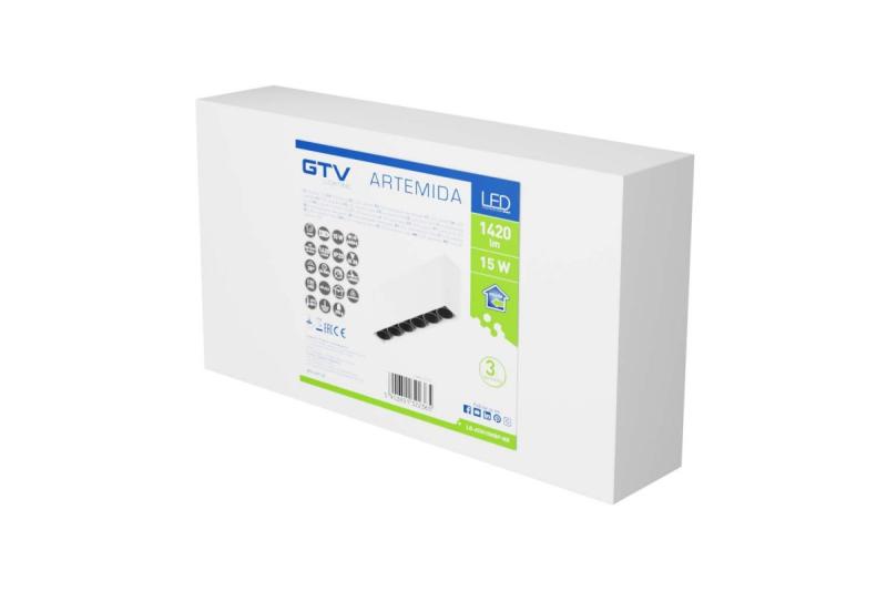 Dekoracyjna oprawa LED ARTEMIDA 15W 1420lm AC220-240V 50/60 Hz PF>0,9 Ra≥80 IP20 IK08 4000K 38° prostokątna biała. 1208962639