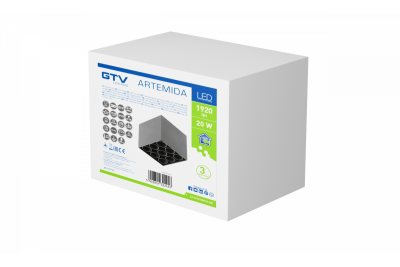 Dekoracyjna oprawa LED ARTEMIDA 20W 1920lm AC220-240V 50/60 Hz PF>0,9 Ra≥80 IP20 IK08 4000K 38° kwadratowa czarna. 1208962642