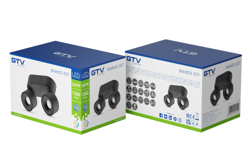 Dekoracyjna oprawa LED BIANCO CCT 16W 680lm AC220-240V 50/60 Hz Ra≥80 IP20 36° 2700/3300/4000K okr. czarna. 1208962674