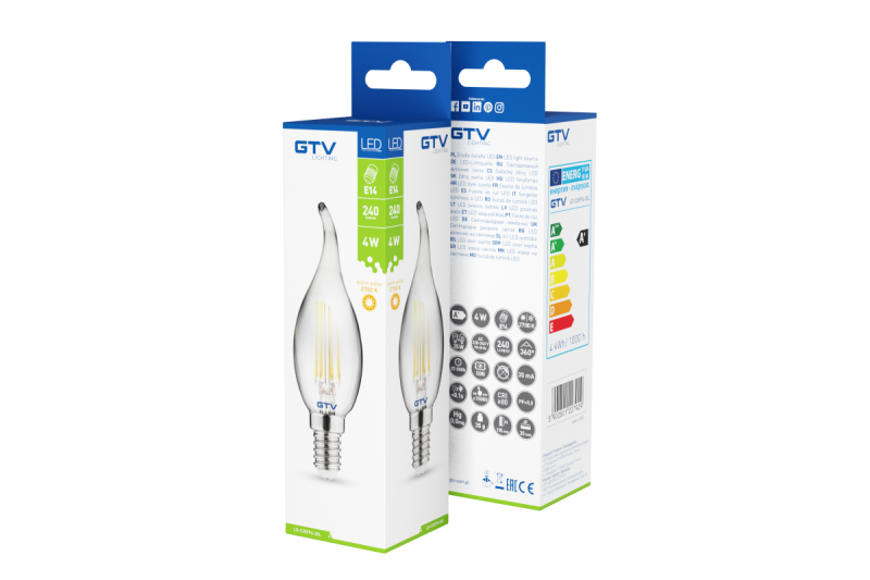 Dekoracyjne światło LED, FILAMENT, C35L, 27006, E14, 4W, 240lm, AC220-240V/ 50-60Hz, RA>80, 360° 1208962696