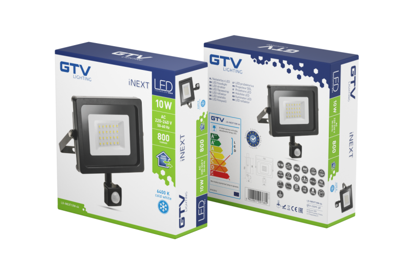 Reflektor przeciwpowodziowy INEXT LED z czujnikiem ruchu, 10W, 800lm, AC220-240V, 50/60 Hz, PF> 0.9, RA> 80, IP65, 120 1208962858