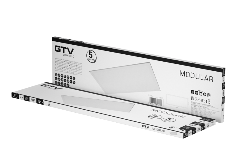 Lampa LED MODULAR, panel tylny, 120x30cm, 4000K, 40W, 4200lm, AC220-240V, PF>0,9, IP54, 5 lat, UGR<19 1208962998