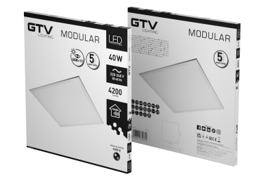 Oświetlenie LED MODULAR, tylna płyta, 60x60cm, 4000K, 40W, 4200lm, AC220-240V, PF>0,9, IP54, 5 lat, UGR<19 1208963000