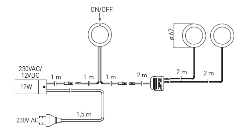 Zestaw oświetleniowy kuchni Decor cucina z 3 punktami świetlnymi z przełącznikiem, oświetlenie ciepłe białe 1208963267.