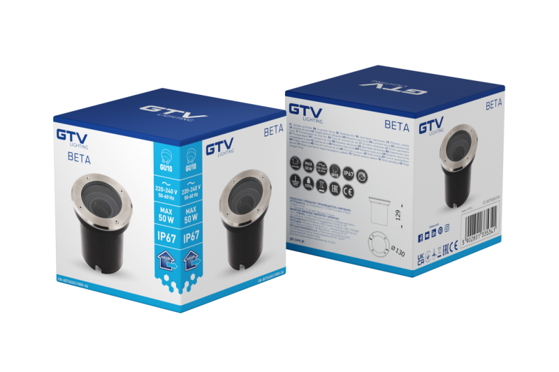 Dekoracyjna oprawa INRUN LUMINAIRE BETA-O z regulowanym kątem, maks. 50 W, GU10, IP67, AC220-240V, 50/60Hz, inox. 1208963698.