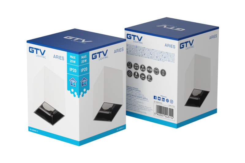 Oprawa sufitowa ARIES PC 77x100 mm IP20 maks. 20 W kwadratowa biała/czarna. 1208963814