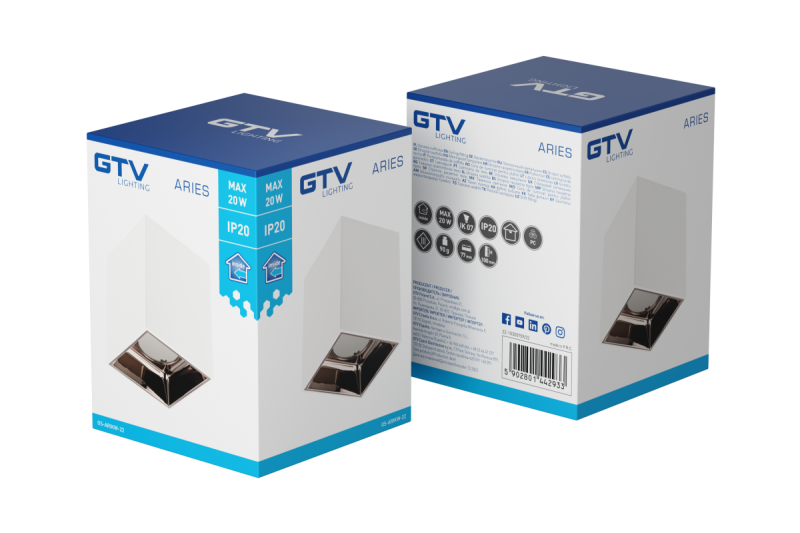 Ozdobna oprawa sufitowa ARIES PC 77x100mm IP20 max 20W kwadratowa biało/czarna chrom. 1208963816