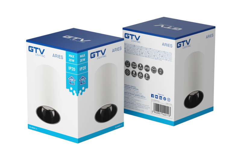 Dekoracyjna oprawa sufitowa ARIES PC 73x105mm IP20 maks. 20W okrągła biała/czarna. 1208963818