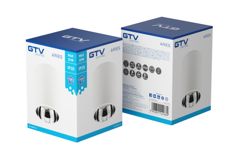 Dekoracyjna oprawa sufitowa ARIES PC 73x105mm IP20 max 20W okrągła biała/chrom. 1208963821