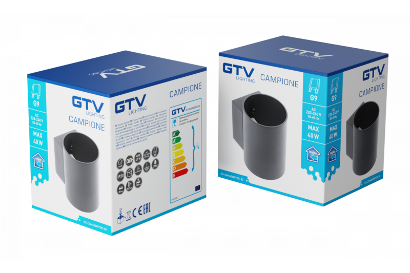 Oprawa ścienna CAMPIONE aluminiowa G9 IP20 maks. 40 W IP20 okrągła czarna. 1208963851