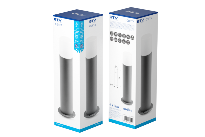 Dekoracyjna lampa ogrodowa CORTA-P 40 E27 MAX.25W IP44 AC220-240V 50-60Hz, słupek antracyt. 1208963860