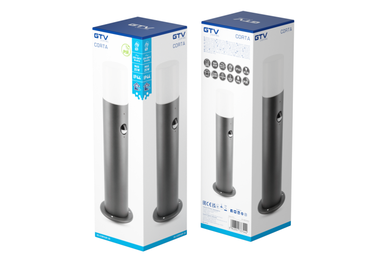 Oprawa ogrodowa CORTA-P PIR 40 E27 MAX.25W IP44 AC220-240V 50-60Hz słup grafitowy. 1208963862