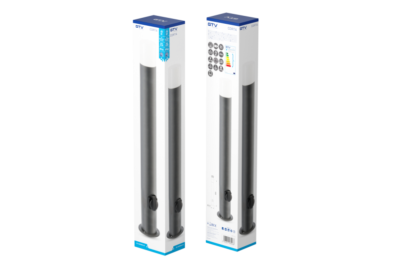 Dekoracyjna lampa ogrodowa CORTA-P 80 E27 MAX.25W IP44 AC220-240V 50-60Hz gniazdko max. 3000W słupek grafitowy. 1208963864