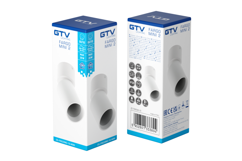 Oprawa sufitowa Decor FARGO MINI 2 aluminium 56x150mm IP20 max 20W okrągła biała. 1208963882