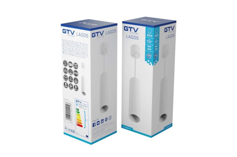 Dekoracyjna lampa wisząca LAGOS GU10 aluminium IP20 max. 20W biała 1208963910