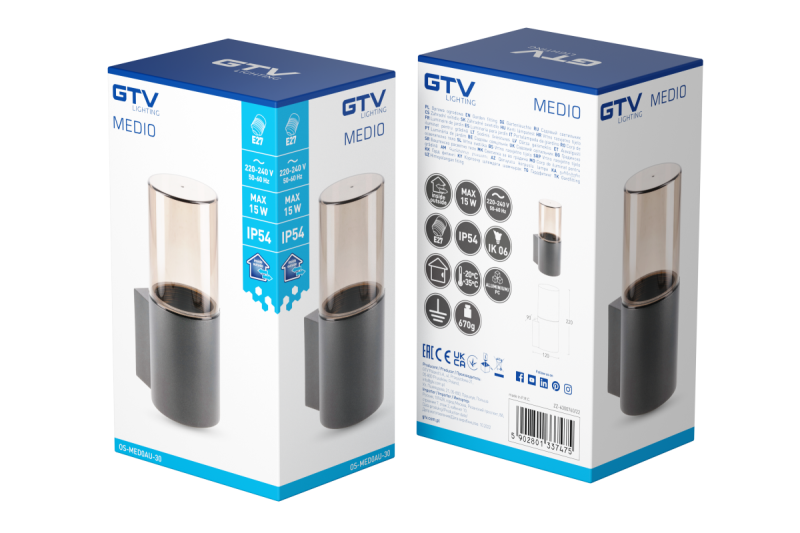 Oświetlenie Ogrodowe MEDIO-AU E27 MAX.15W IP54 AC220-240V 50-60Hz lampa ścienna grafitowa. 1208963937